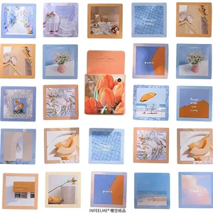 Floral and coastal landscape photo sticker set with 46 pieces for scrapbook decor