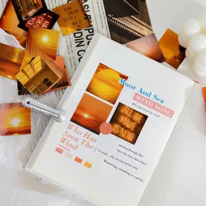 Sunset landscape stickers and art cards set for DIY scrapbooking and journal decoration