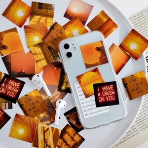 Sunset landscape stickers with inspirational quotes for scrapbooking and DIY decor
