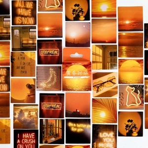 Sunset scenery aesthetic stickers pack for DIY journaling with warm twilight themes