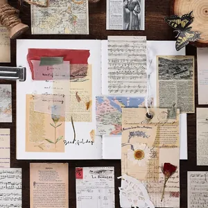 Vintage aesthetic washi sticker book with retro maps and floral patterns for DIY scrapbooking