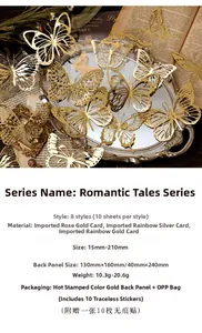 Detailed view of vintage gold foil hollow lace butterfly paper for scrapbooking and DIY craft
