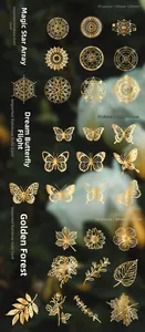 Detail of gold foil hollow lace paper with geometric and butterfly patterns for scrapbooking