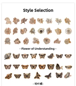 Detailed view of vintage-style flower and butterfly sticker sets for DIY journals