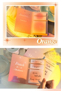 Détail d'un carnet de 60 autocollants artistiques de la série Peach On Earth orange