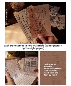 Makro-Detail von Vintage-Scrapbook-Papier mit antiken Versand- und Zeitungsdrucken
