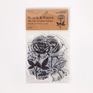 20pcs black and white rose botanical vellum stickers for DIY crafting and scrapbooking