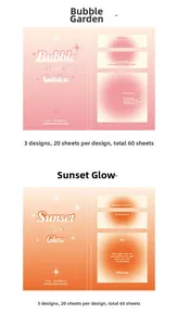 Détail d'autocollants en papier à lettres avec motifs dégradés de tons rose et orange