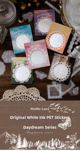 Artistic PET stickers featuring vintage lace and floral patterns for creative scrapbooking
