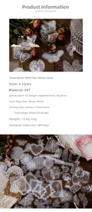 Detailed specs of vintage PET stickers featuring butterfly and frame motifs for journaling