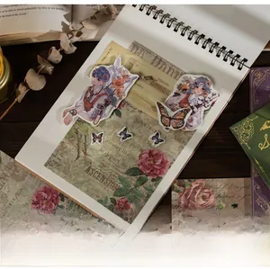 Détails de papier décoratif vintage avec motifs de fleurs et papillons pour scrapbooking