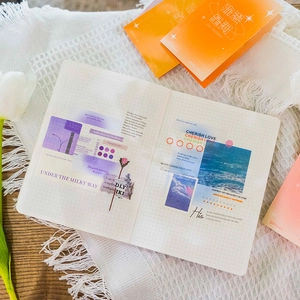 Set de papeterie esthétique thème galaxie avec 60 autocollants et un carnet quadrillé
