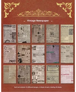 Grille de 15 papiers décoratifs de style journal vintage pour le scrapbooking et l'artisanat