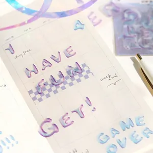 Iridescent Letter Stickers DIY Scrapbooking Material 3D Text Effect Decorative Stickers For Journal Notebook Decor