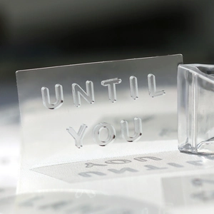 Transparent acrylic DIY sticker pack with embossed UNTIL YOU lettering and 3D effect