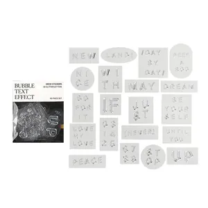 Set of 40 decorative 3D silver metallic effect transparent letter stickers for DIY planners