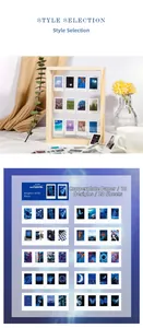 Detailansicht der blauen ästhetischen Laser-LOMO-Sticker mit maritimen und Kunstfotodesigns