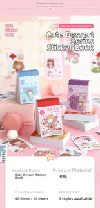 Close-up of 50 sheets cartoon dessert washi sticker book for DIY scrapbooking journal