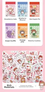 Detailed collection of 6 cute cartoon dessert themed sticker books for DIY journaling and crafts