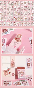 Close-up of 50 pieces cute cartoon dessert stickers for DIY scrapbooking decoration