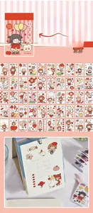 Detailed sheet showing 50 unique cartoon apple pie theme washi stickers for journaling
