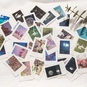 Pegatinas LOMO holográficas estéticas con película de estrellas y motivos de paisajes vintage