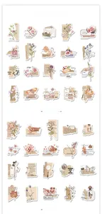 Vue détaillée de 40 autocollants vintage fleurs et plantes pour scrapbooking et artisanat