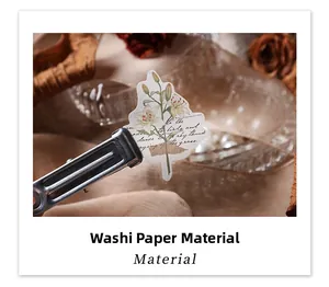 Vue détaillée d'autocollants washi lys vintage avec calligraphie florale élégante