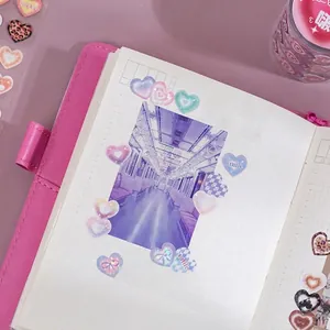 Laser cut heart shaped decorative stickers for scrapbooking with sparkling glitter finish