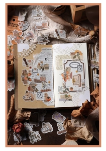Détails de stickers botaniques vintage en papier washi avec motifs de feuilles