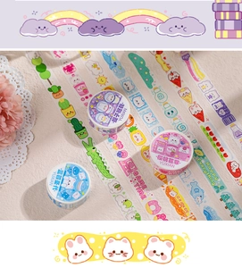 Detail showing sweet dessert themed washi tapes with cute cartoon hand-drawn illustrations
