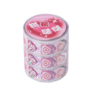 Laser glitter heart-shaped decorative tape for journaling featuring raspberry pink designs