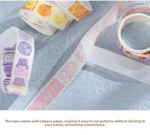 Detail of dessert series washi tape with cute bear patterns and release paper