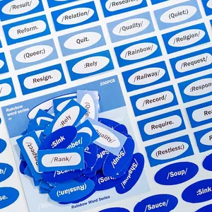 Σετ 100 αυτοκόλλητα λέξεων ουράνιο τόξο σε μπλε και λευκό για διακόσμηση ημερολογίου