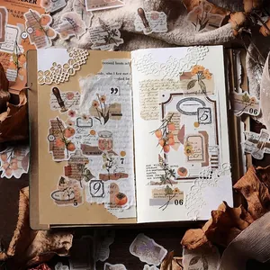 Lot de stickers washi vintage aux motifs botaniques pour décoration de journal intime