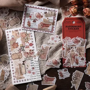 Autocollants botaniques rétro en washi avec grenades et fleurs pour journaux DIY