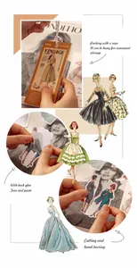 Macro detail of retro fashion stickers showing adhesive backing and collage use