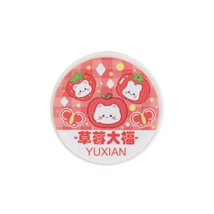 Cute cat illustrations on red plaid round sticker from Sweet Dessert collection