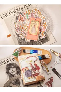 Dettaglio di adesivi di moda vintage per decorazioni fai-da-te e scatole da regalo