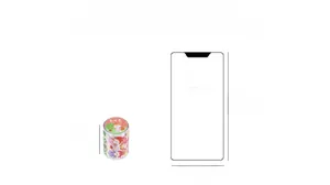 Detailed size comparison of 6cm cartoon washi tape with an iPhone 12 for reference