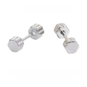 Macro view of S925 sterling silver minimalist geometric screw back stud earrings