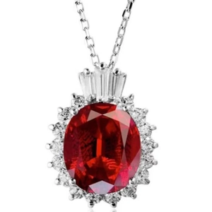 S925 Sterling Silver Crown Pendant Necklace For Women Elegant Luxurious Red Zirconia Choker Necklace Jewelry Gift Accessories