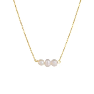 925 Sterling Silver Freshwater Pearl Necklace For Women Minimalist Three Pearl Pendant Clavicle Cross Chain Commute Jewelry