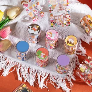 Set of 6 rolls of cute cartoon decorative washi tapes with colorful girl illustrations