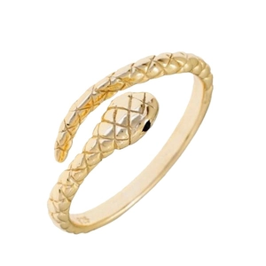 Minimalist S925 sterling silver golden snake ring with textured scale pattern engraving