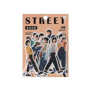 Street style girl washi sticker set with 40 vintage fashion character decals for journaling