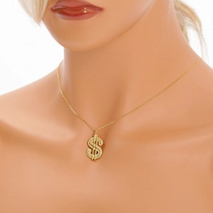 Collier hip hop avec pendentif dollar doré serti de zircons pour hommes et femmes