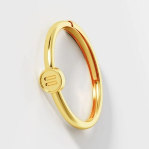 Anello aperto minimalista in argento S925 dorato con dettaglio circolare segno uguale