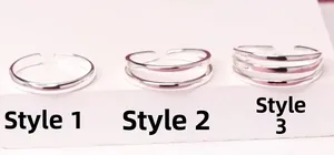 Trois styles de bagues d'orteil minimalistes en argent sterling S925 poli brillant