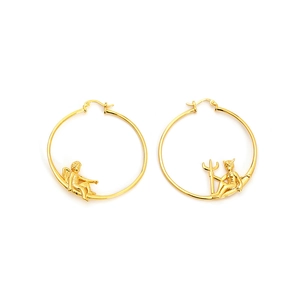 Boucles d'Oreilles Créoles Ange et Démon Cupidon en Argent Sterling 925 Design Original Électroplaqué Or Argent Bijoux Femme